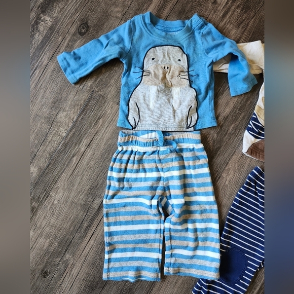 3 To 6 Month Boys Striped Animal Outfit Bundle - Picture 2 of 6